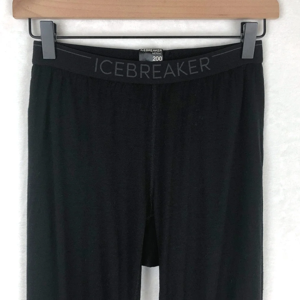 ICEBREAKER Merino 200 Oasis Thermal Leggings Men's M Black Base Layer Winter Ski